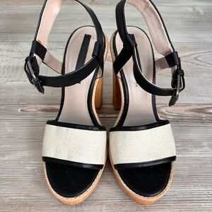 Zara Platform Wooden Heels cream & black colors